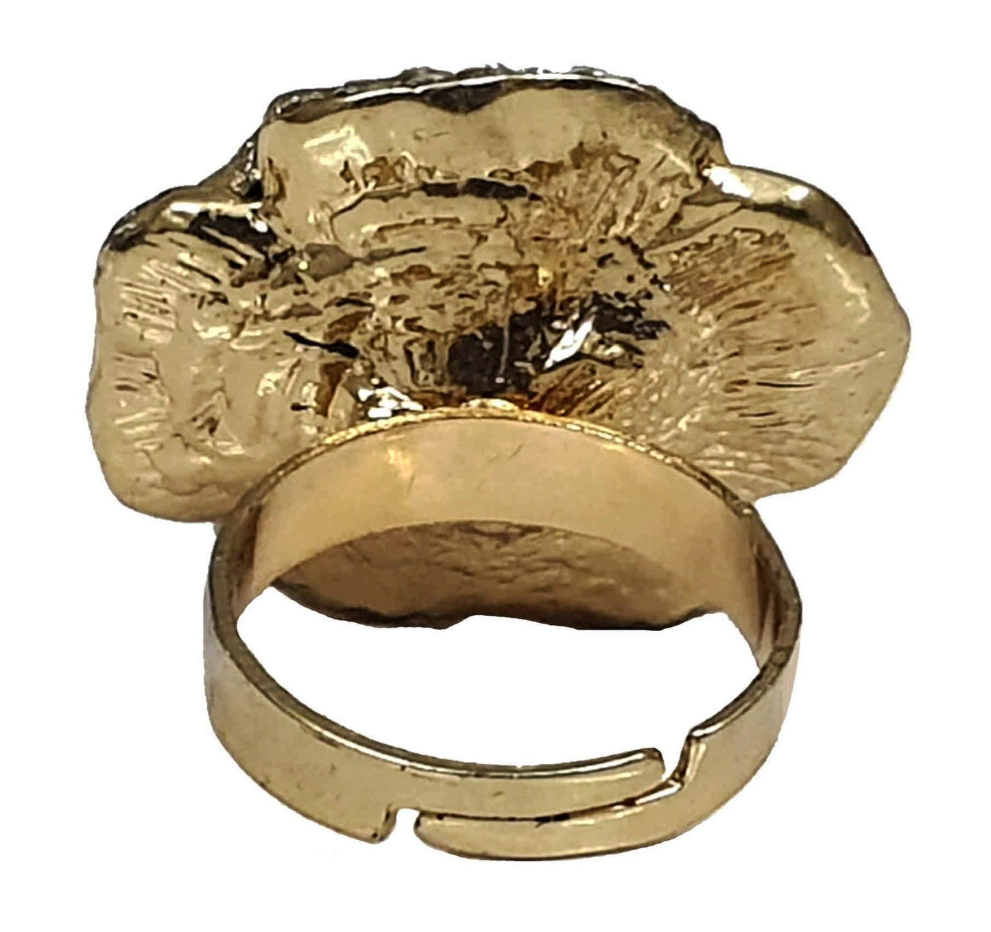Floral Design Rhinestone Studded Enamel Imitation Artificial Metal Polished Ring for Girls - #Indian Petals#