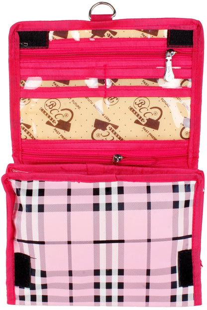 Light Weight Ultra Portable Travellers' Fodable Kit Organiser Bag Toiletry Cosmetic Grooming Vanity Travel Toiletry Kit - #Indian Petals#