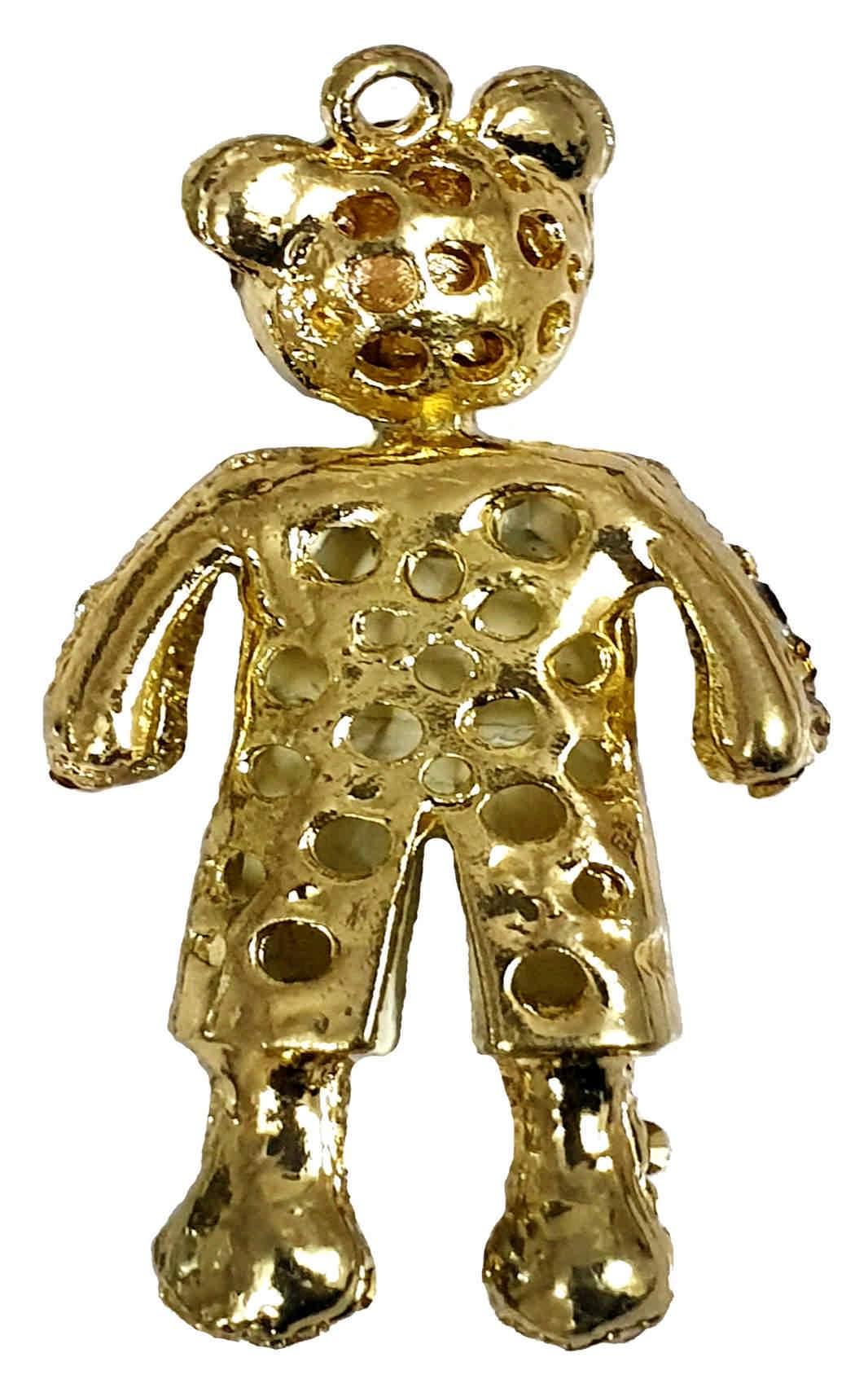 Rhinestone Studded Gold Metal Bear Design Fashion Artificial Imitation Pendant for Kids and Girls - #Indian Petals#
