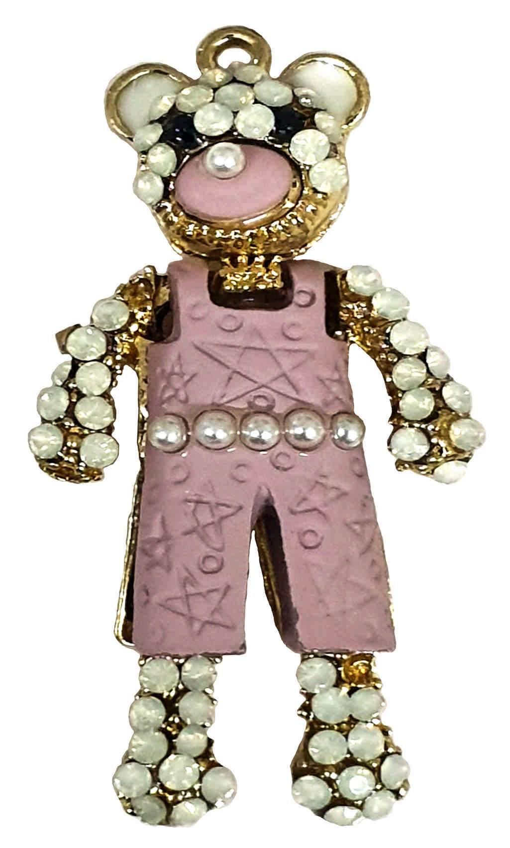 Rhinestone Studded Gold Metal Bear Design Fashion Artificial Imitation Pendant for Kids and Girls - #Indian Petals#