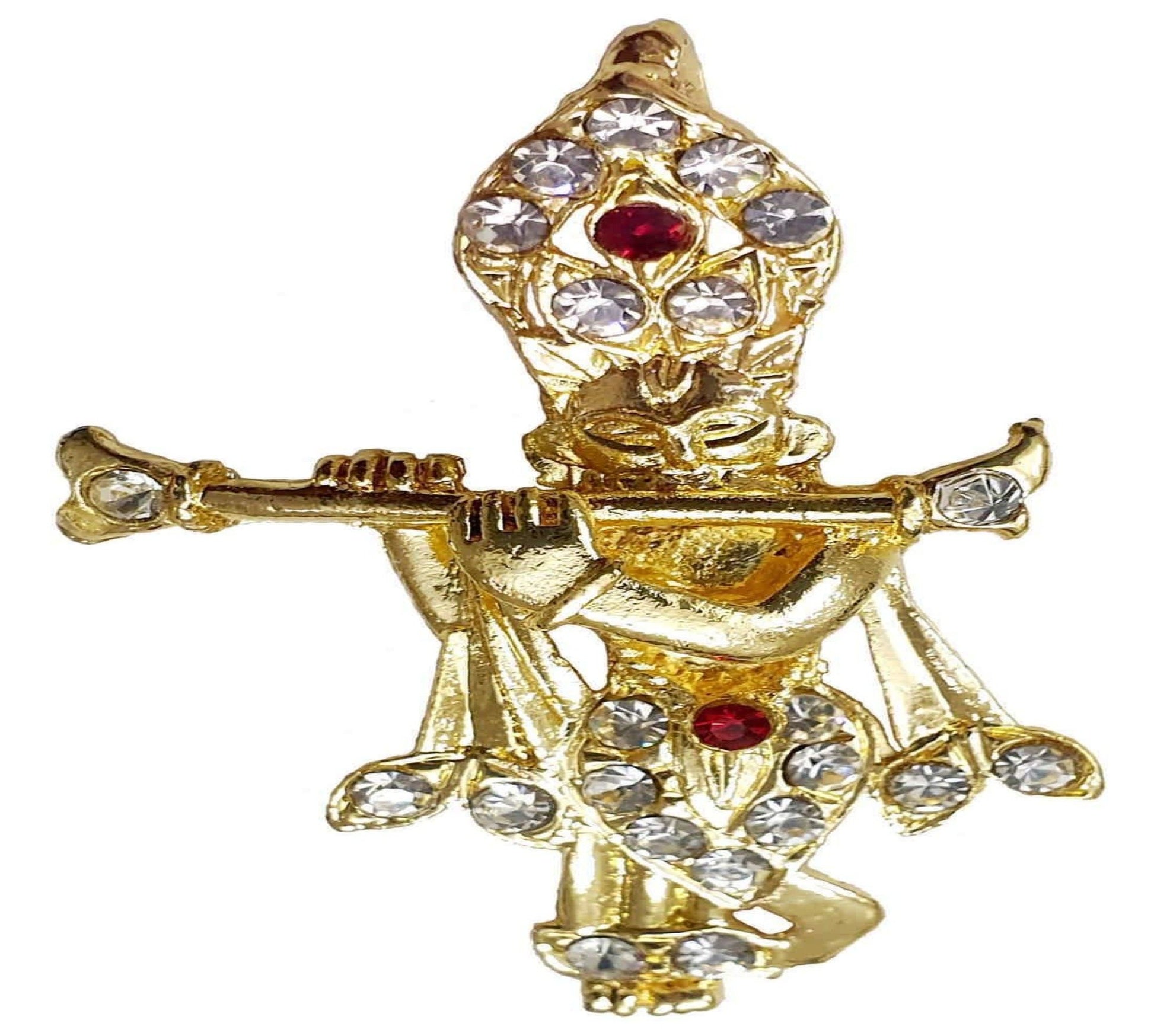 Rhinestone Studded Gold Metal Lord Krishna Kanha ji Fashion Artificial Imitation Pendant, Unisex - #Indian Petals#