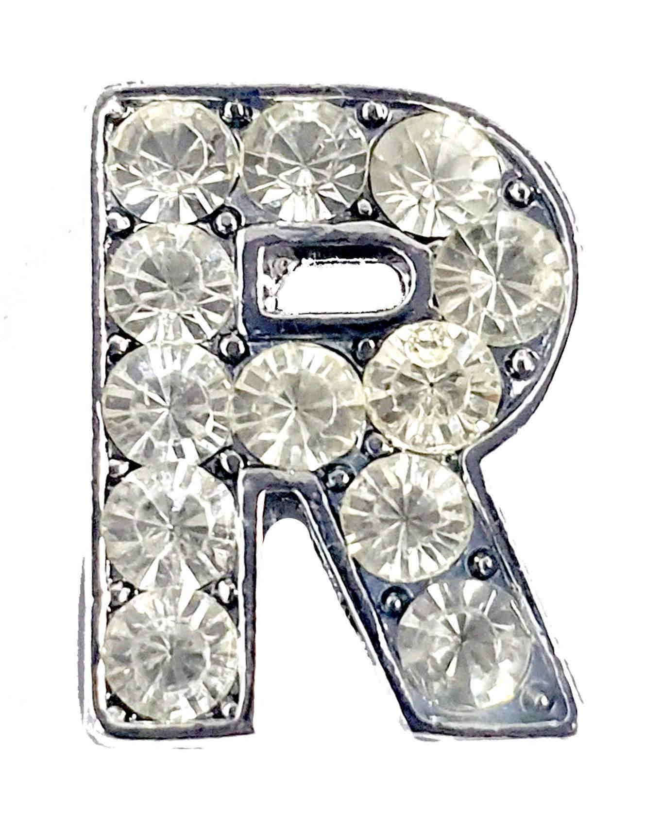 Indian Petals Rhinestones Studded Mini Alphabets Pendants with Chain for Boys and Girls, Silver - #Indian Petals#